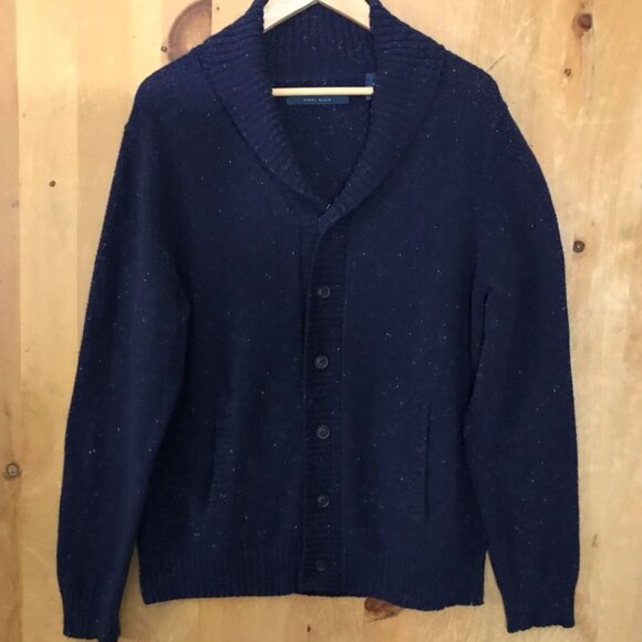 Perry Ellis Navy Blue Shawl Collar Cardigan – Size M - Picture 5 of 6